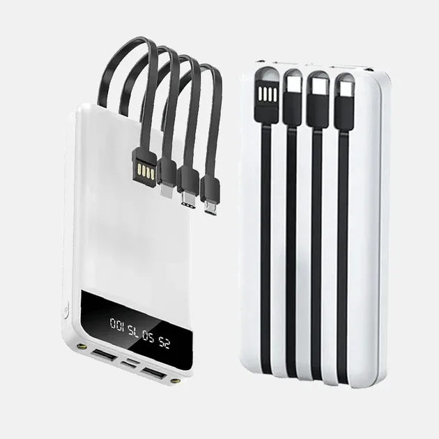 Повербанк KT T51X 50000 мАч, 4 кабеля, 2 USB-порта, белый