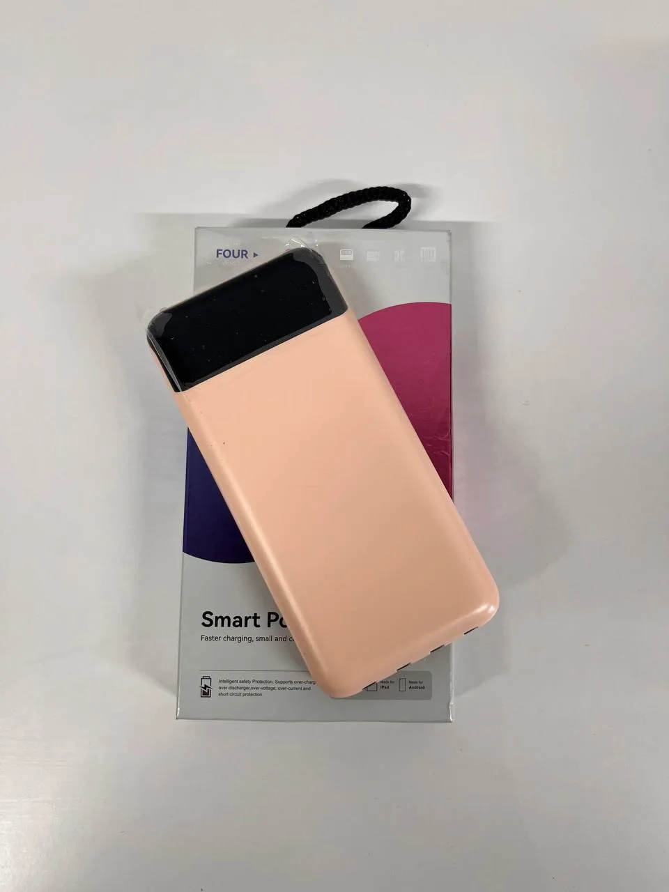 Повербанк із вбудованими кабелями KT T51X 50000mAh, персиковий