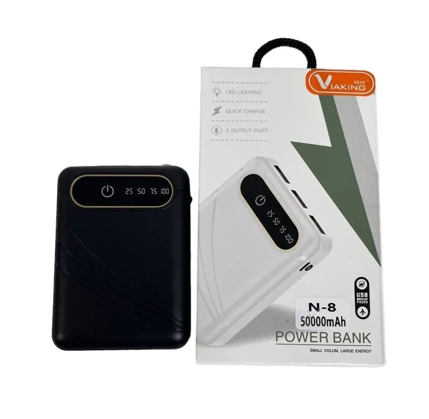 Повербанк Viaking N-8 50000 мАч, встроенный LCD-дисплей, черный