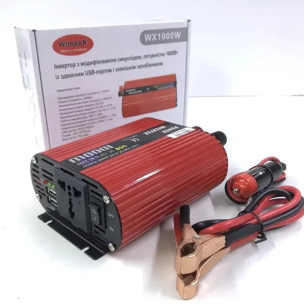 Автоинвертор преобразователь напряжения Wimpex 12V-220V WX-1000W