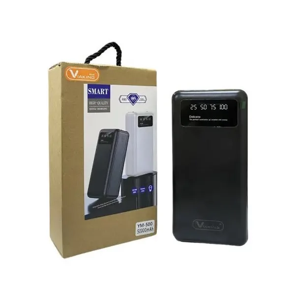 Повербанк Viaking YM-500, 50000 мАг, 4 USB, дисплей, фонарик, чорний