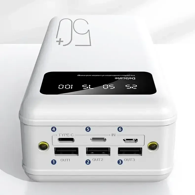 Повербанк Viaking YM-500, 50000 мАг, 3 USB Type-C, з ліхтариком, білий