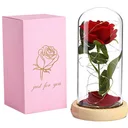 Photo 1 — Large Red Rose in Glass Flask with LED Light