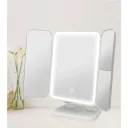Photo 1 — Tri-fold mirror with LED light, magnification, touch screen, on stand