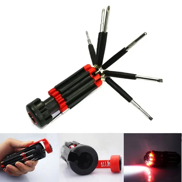 Отвертка универсальная с фонариком 8 в 1 Screwdrivers