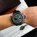 Фото 2 — Годинник чоловічий армійський AMST 3003 Black, протиударний, з підсвіткою