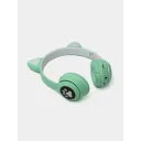 Фото 3 — Навушники з котячими вушками Bluetooth, RGB-підсвітка, FM-радіо, підтримка карти пам'яті Cat MZ-023, бірюзові