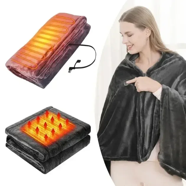 Электроодеяло-плед с подогревом (155×80 см), USB Electric Heating Shawl Blanket