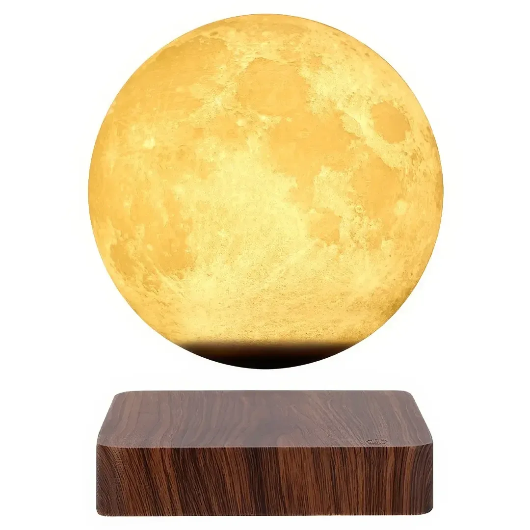 Нічник 3D магнітний Місяць 14 см на дерев'яній підставці, Magnetic Moon Light Model 2
