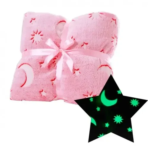 Ковдра-плед зоряне небо Magic Blanket 100х150 см, світна в темряві, рожева