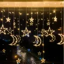 Фото 6 — Гірлянда-штора зорепад із місяцем, 2.5 м, 138 LED, 12 зірок, 220В