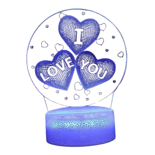 Нічник 3D у вигляді серця з написом I Love You, LED, 7 кольорів свічення