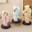 Photo 2 — Gift soap bouquet in a glass flask with LED light KR-04, yellow