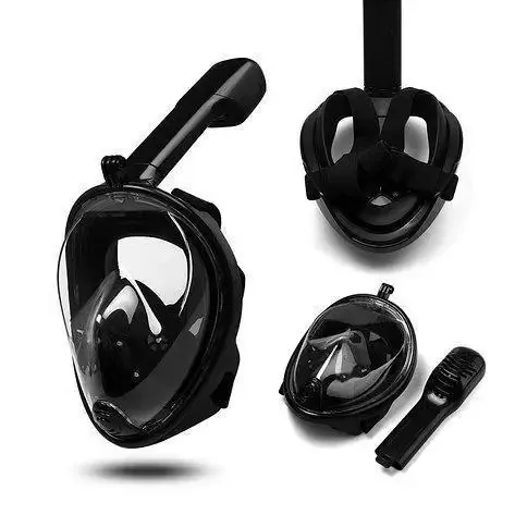 Маска для подводного плавания Tribord Easybreath, чёрная, с креплением для камеры