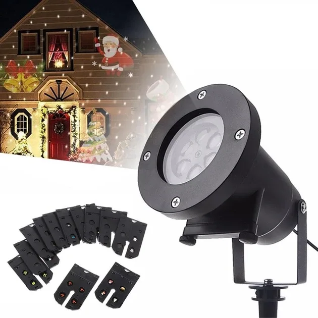 Лазерний проєктор Festival Projection Lamp вуличний, 12 слайдів, з пультом