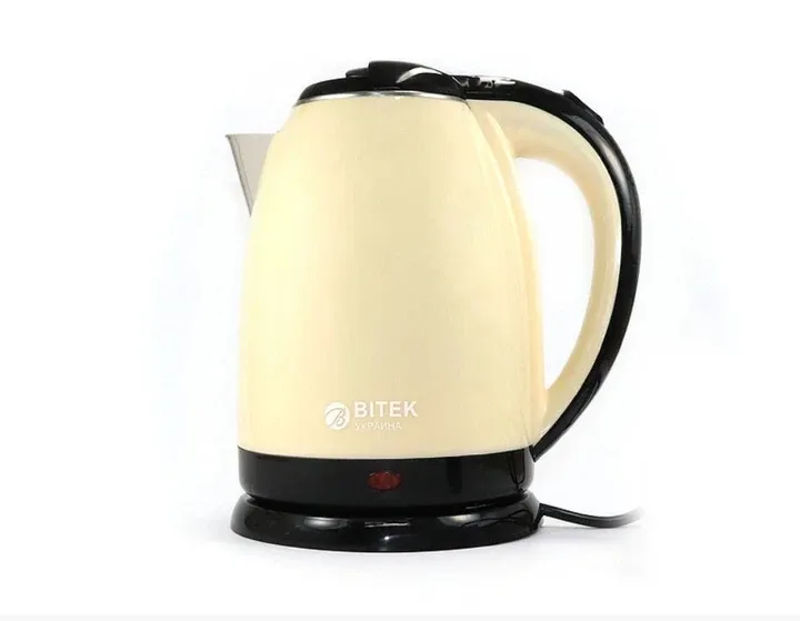Электрочайник BITEK BT-3112 2 л, 1500 Вт, кремовый, нержавеющая сталь