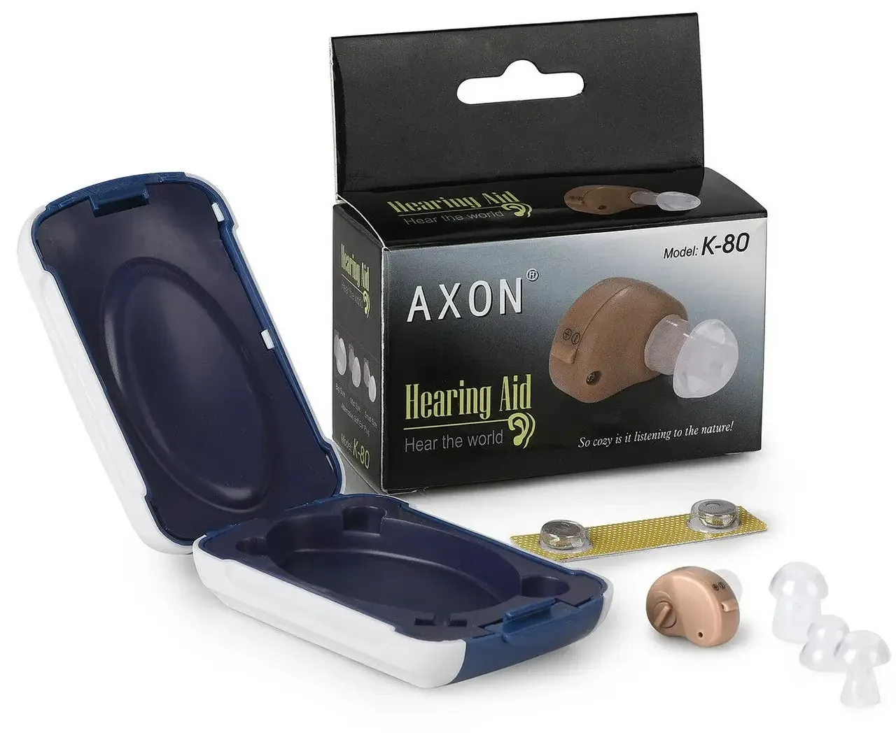 Аппарат слуховой внутриушной-усилитель Axon K-80 для пожилых людей