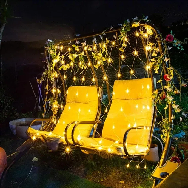 Гирлянда светодиодная сетка-занавес 120 LED 2×2 м, теплый белый, RD-7162