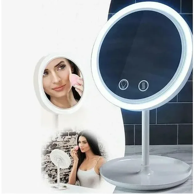 Кругле настільне косметичне дзеркало з підсвіткою Beauty Breeze Mirror