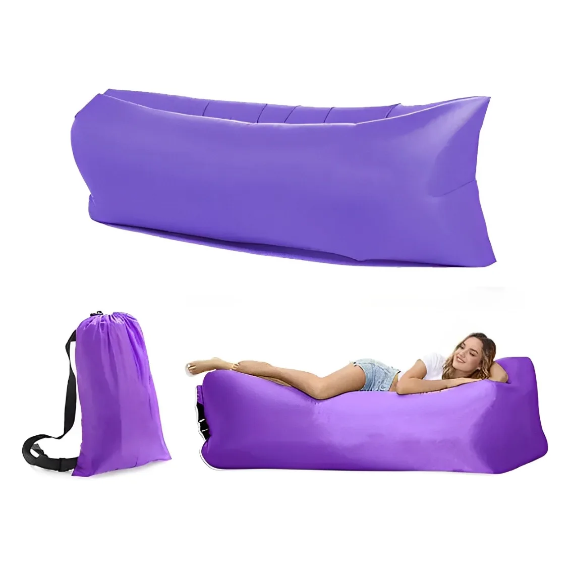 Ламзак надувний матрац AIR CUSHION 180х70 фіолетовий