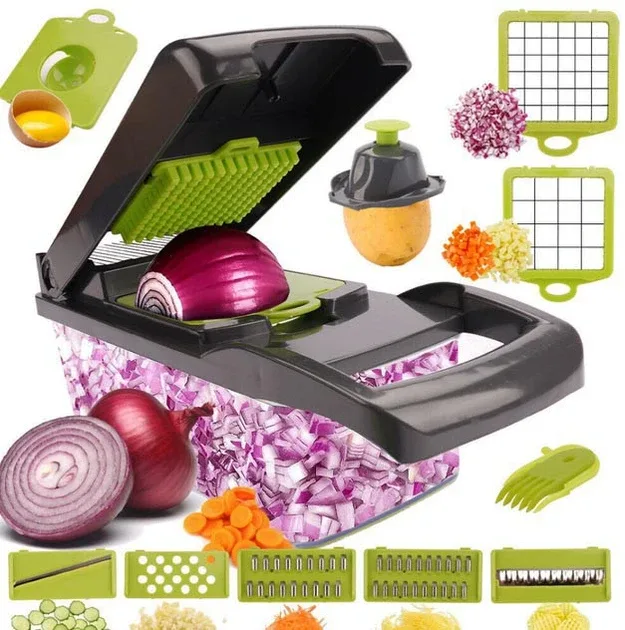 Мультислайсер ручний 14 в 1 Kitchen Ideas Veggie Slicer HA-347, овочерізка з контейнером