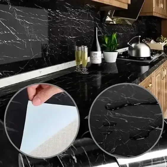 Плівка самоклейна Kitchen Sticker, чорний мармур, 3 м x 60 см