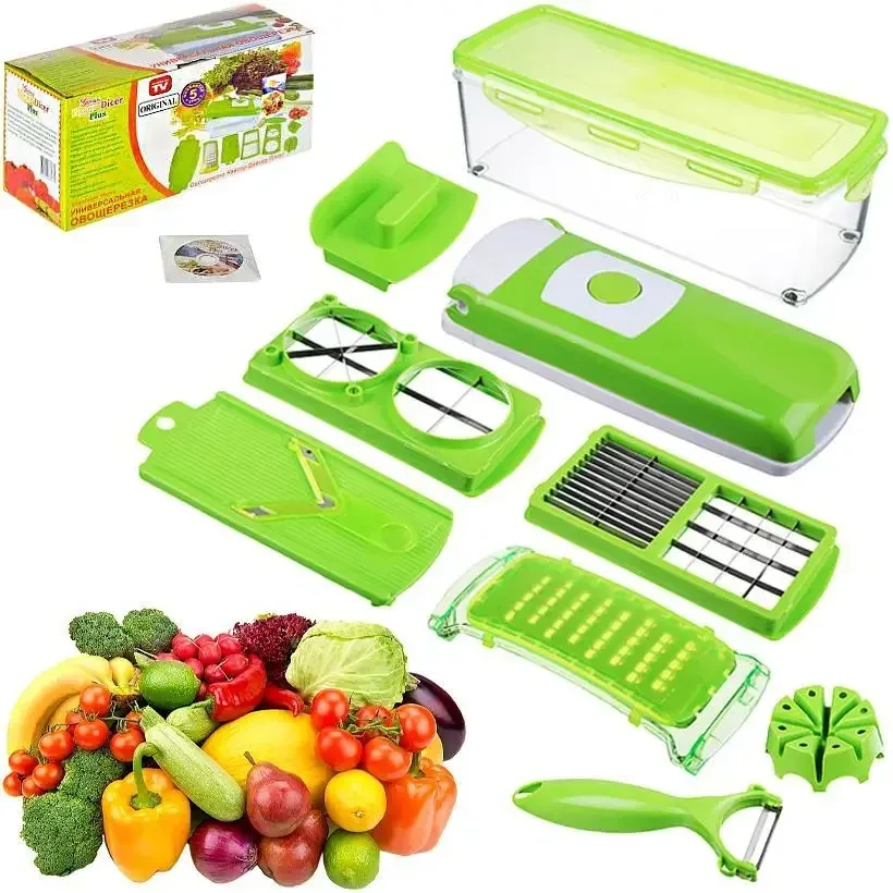 Овощерезка с насадками и контейнером 1.5 л Nicer Dicer X3-180, 29×14×12 см