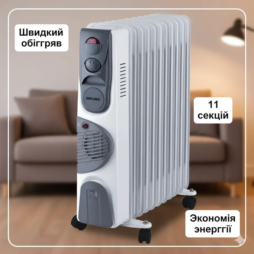 Обогреватель масляный напольный 11FAN, 2900 Вт, 11 секций