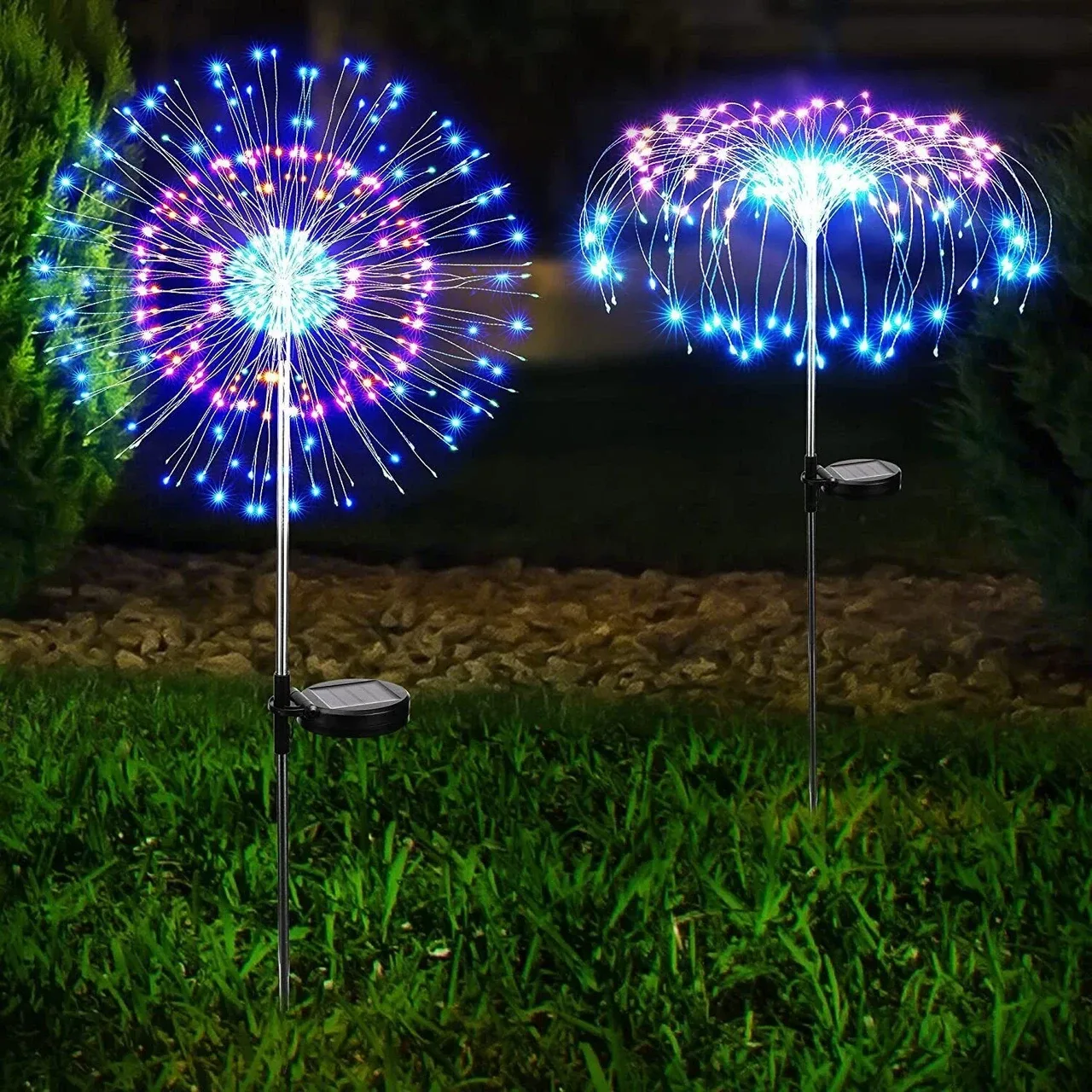 Садові фонарі на сонячній батареї «Феєрверк» SFK-41, 200 LED, 2 шт