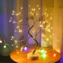 Фото 5 — Настільна лампа Дерево Berger TreeLight, срібна, з листям, USB + 3 батарейки AA