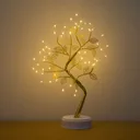Фото 4 — Настільна лампа Дерево Berger TreeLight, срібна, з листям, USB + 3 батарейки AA