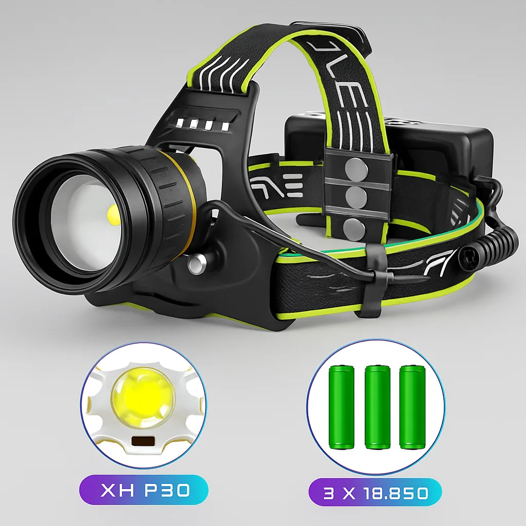 Налобный фонарь BL-A12-3-P90, 1000 м, 3 режима, аккумуляторный комплект