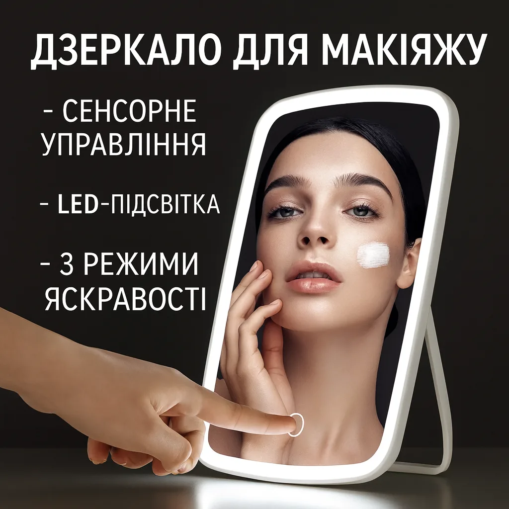 Настольное зеркало для макияжа NEZZOE LY-522, LED-подсветка, сенсорное управление, аккумулятор
