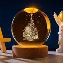 Photo 2 — 3D crystal ball night light Christmas RGB, wooden stand, USB