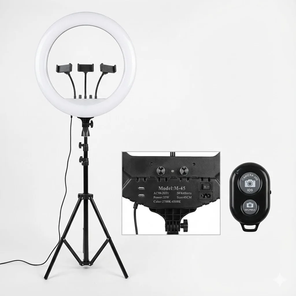 Кільцева LED-лампа RL-18 46 см з тримачами для телефонів і пультом