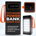 Фото 1 — Повербанк JS-658 50000 мАч, 4×USB, Type-C + microUSB, с дисплеем и фонариком, чёрный