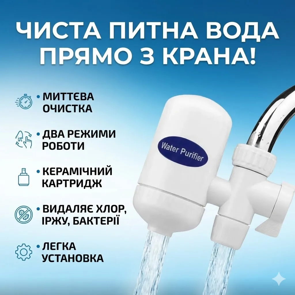 Проточный фильтр-насадка на кран Zoosen Water Purifier с керамическим картриджем