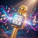 Фото 3 — Караоке-мікрофон DM WS1818 Bluetooth, бездротова колонка, жовтий