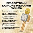 Фото 1 — Караоке-мікрофон DM WS1818 Bluetooth, бездротова колонка, жовтий