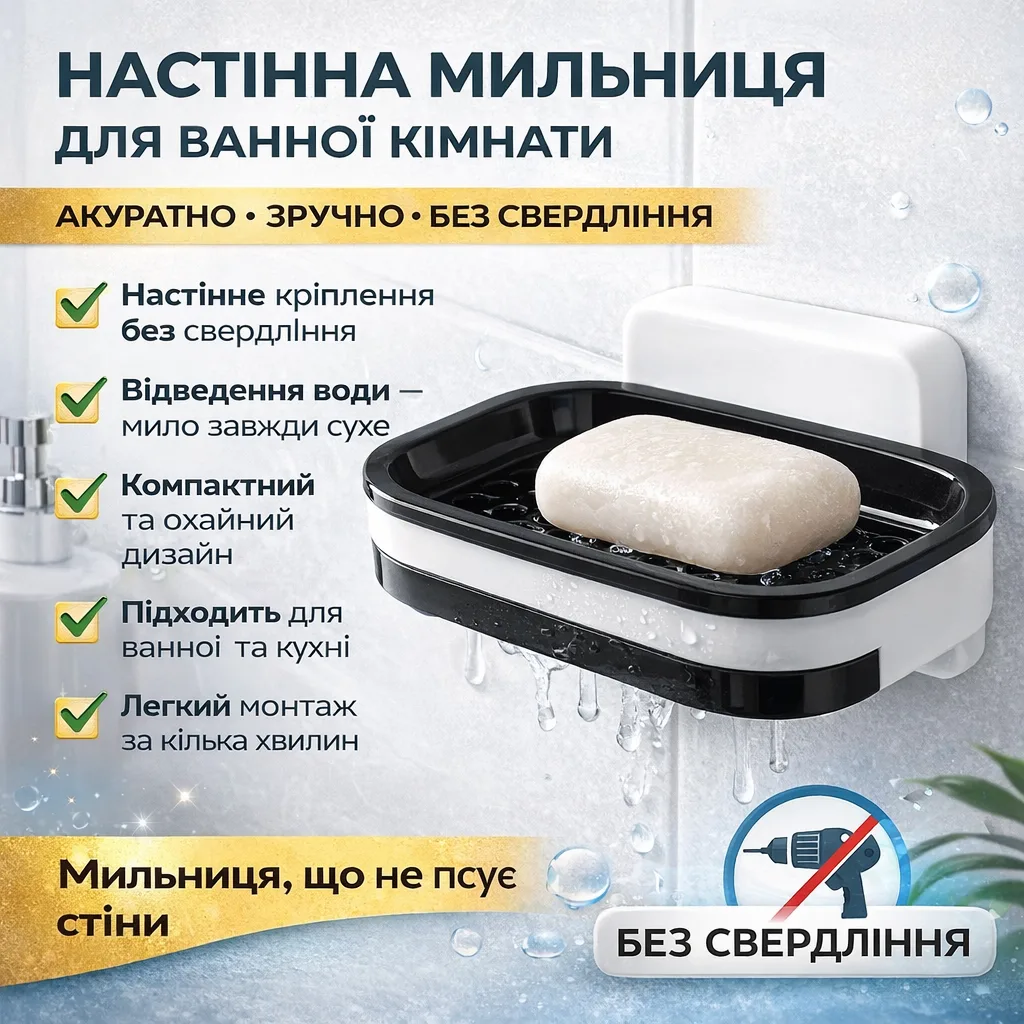 Мыльница настенная в ванную 13,3х9х2,5 см
