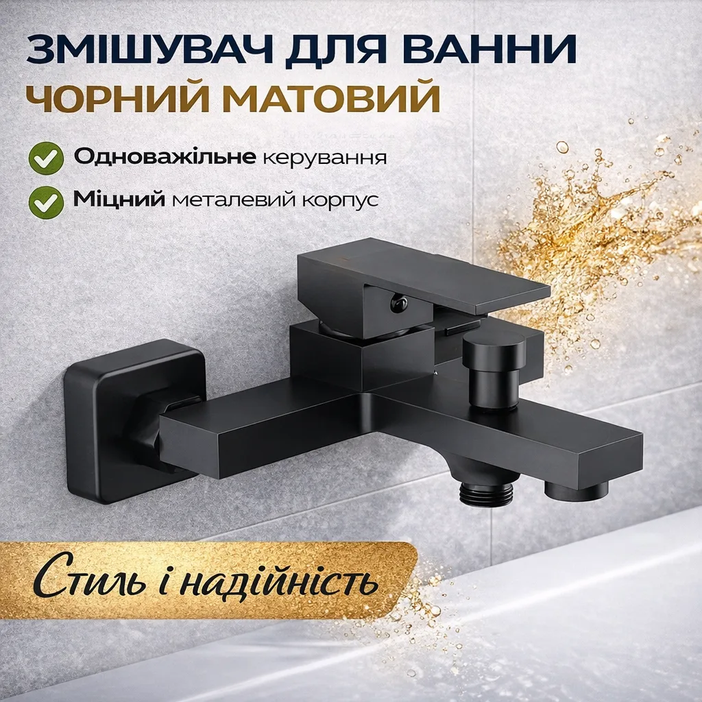 Змішувач для ванної кімнати Bathtub Faucet YLN1999-2H, чорний матовий