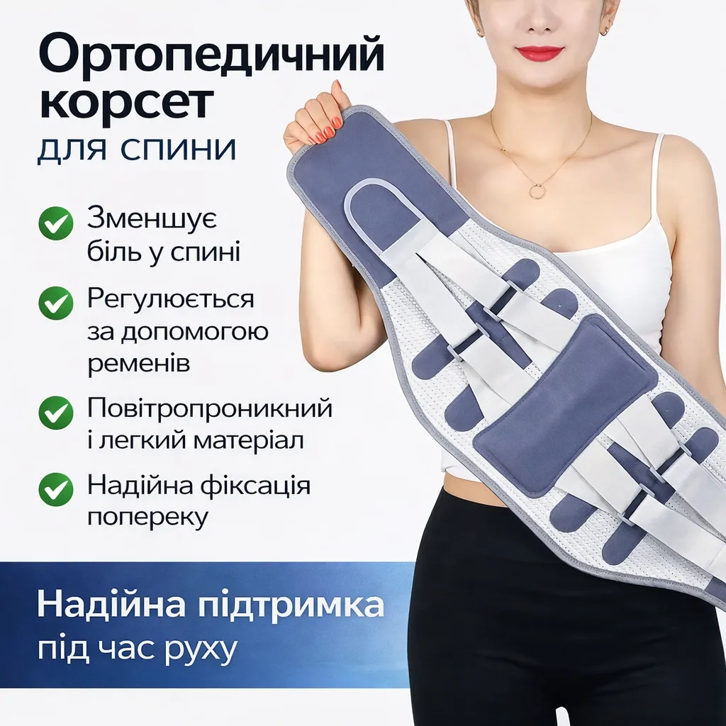 Корсет для спини універсальний Belt з ремінцями, коректор осанки
