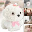Photo 2 — Rose Flower Dog Figurine Maltese KR-22 in Gift Box, Artificial Roses