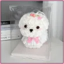 Photo 3 — Rose Flower Dog Figurine Maltese KR-22 in Gift Box, Artificial Roses
