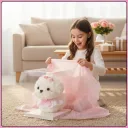 Photo 5 — Rose Flower Dog Figurine Maltese KR-22 in Gift Box, Artificial Roses