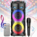 Фото 2 — Колонка Bluetooth портативна з RGB підсвіткою та дротовим мікрофоном ZQS4239S 16W
