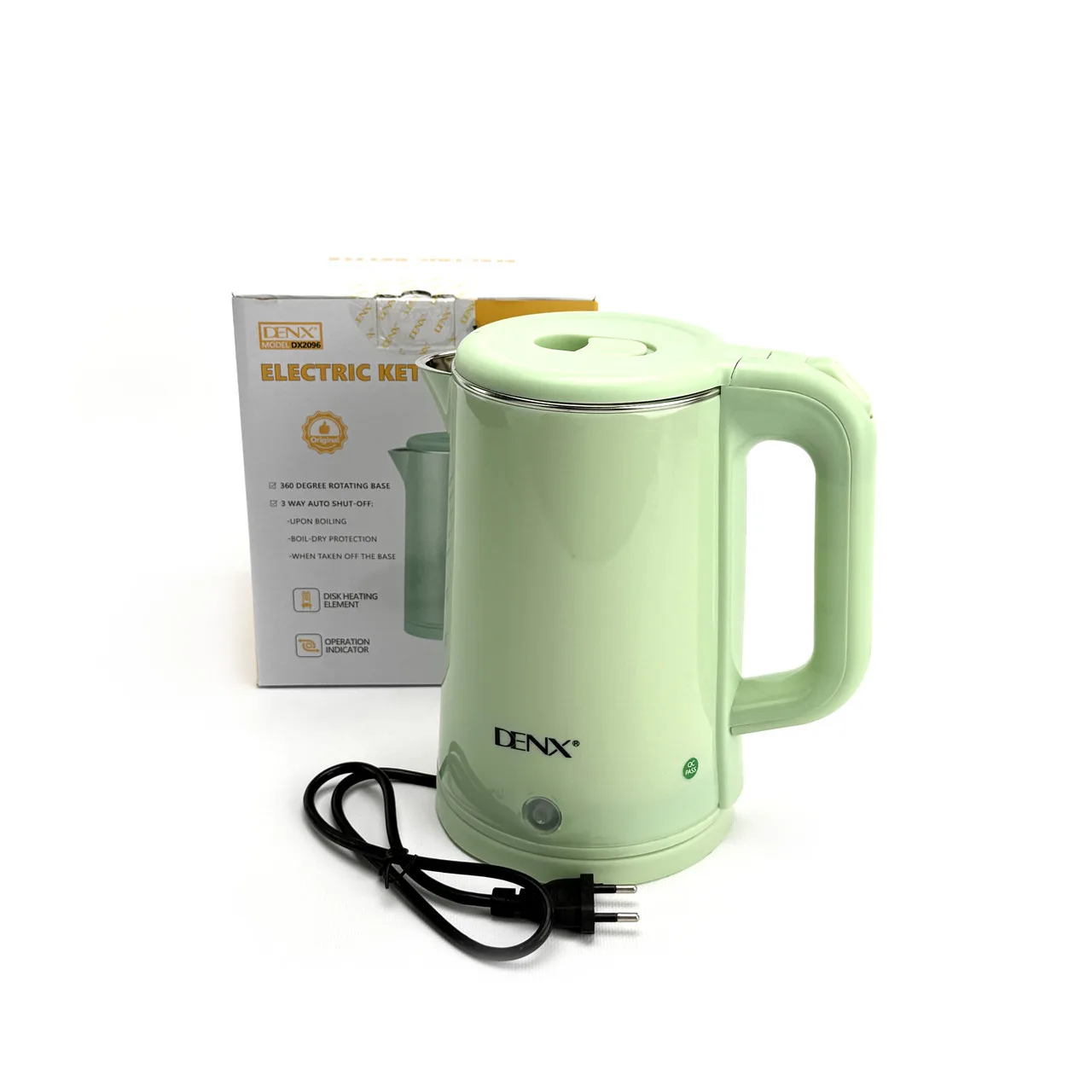 Электрический чайник DENX DX2096, 1.8 л, 1500 Вт, зелёный