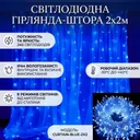 Фото 1 — Новорічна гірлянда-штора 2х2 м на прозорому дроті від мережі, синя