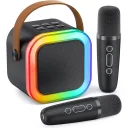Фото 2 — Караоке-система K12 з двома мікрофонами, Bluetooth, чорна