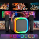 Фото 6 — Караоке-система K12 з двома мікрофонами, Bluetooth, чорна